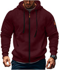 Mens Hoodie Long Sleeve Pullover Zipped with Drawstring Hood and Pocket Cuffed Shirts Hoody Fleece Slim Fit Casual Winter Oversized Hooded Sweatshirts Jacket Streetwear