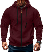 Mens Hoodie Long Sleeve Pullover Zipped with Drawstring Hood and Pocket Cuffed Shirts Hoody Fleece Slim Fit Casual Winter Oversized Hooded Sweatshirts Jacket Streetwear