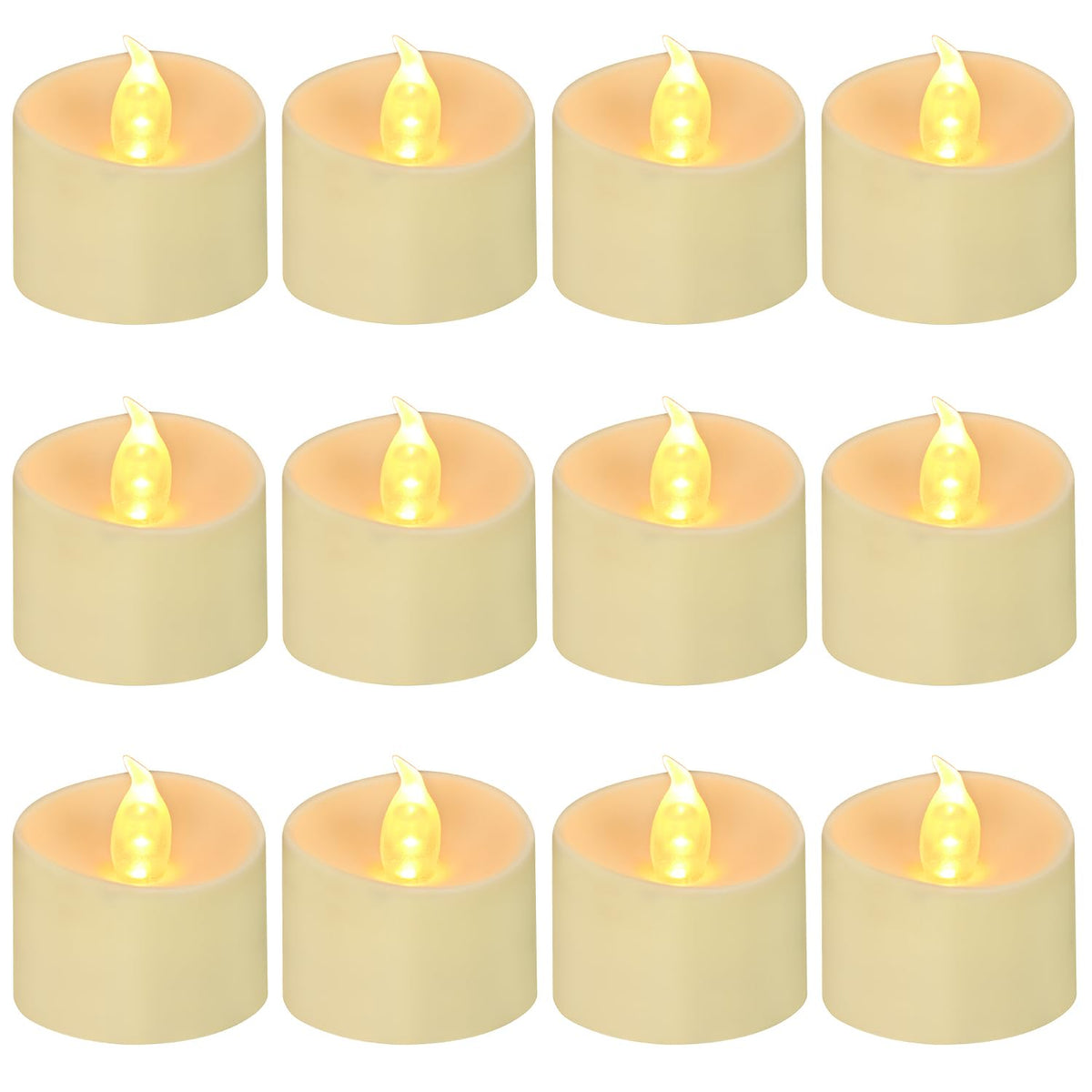 100 Pack Flickering LED Tea Lights, Last 100H+, Warm White Light