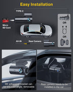 GKU 4K Dash Cam Front and Rear, 5GHz WiFi GPS, 64GB SD Card Included