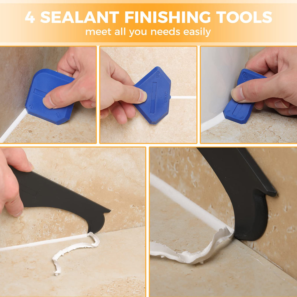 Saker Silicone Caulking Tool 3-in-1 Grout Removal Tool Classic Black