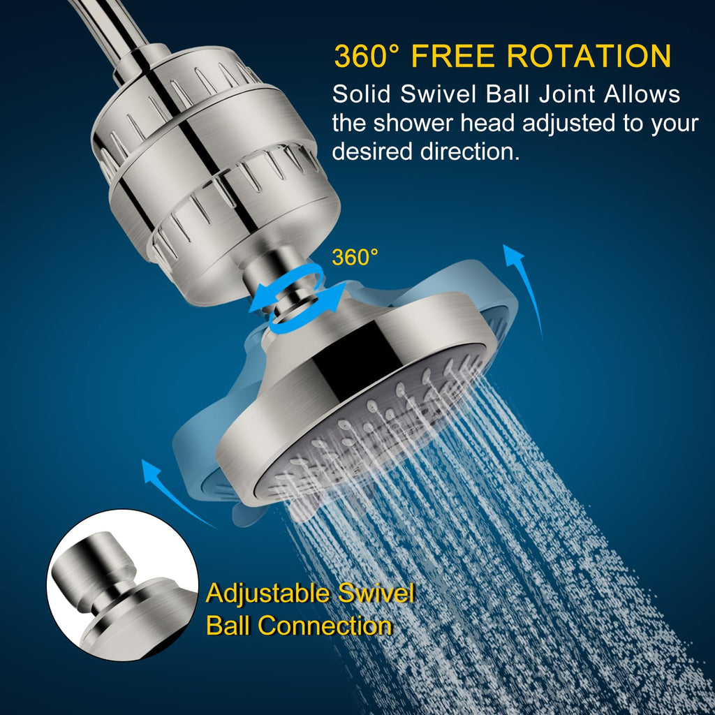 FEELSO Shower Head with Shower Filter, Filtered Shower Head for Hard Water