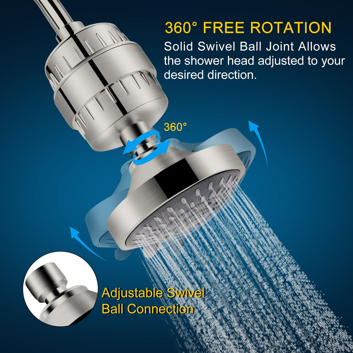 FEELSO Shower Head with Shower Filter, Filtered Shower Head for Hard Water