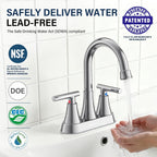 Matte Black Bathroom Faucet, Hurran 4 inch Centerset 2-Handle Lead-Free