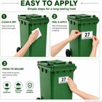 Set of 4 Personalised Wheelie Bin Stickers, Custom Bin Number Stickers with House Number and Street Name, Waterproof Labels for Rubbish and Recycling Bins, Easy Apply, 100 x 150mm (Style - Classic)