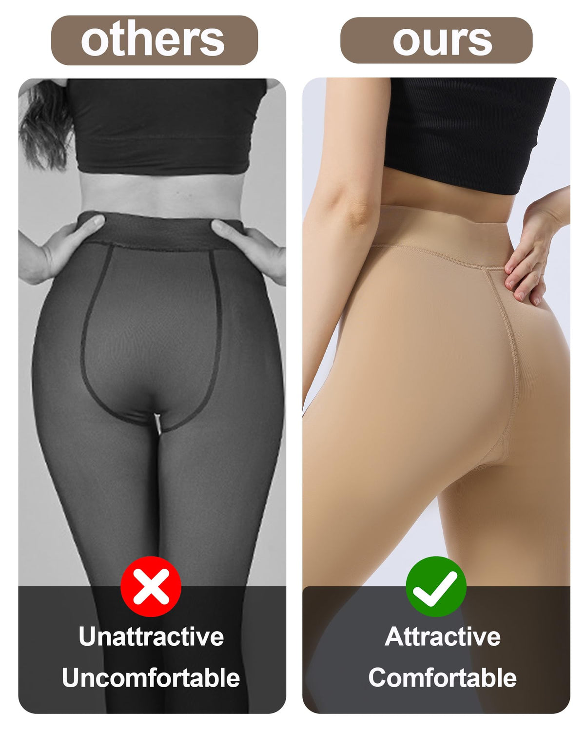 HOWIN Fleece Lined Tights Winter Thermal Tights for Women Fake Translucent