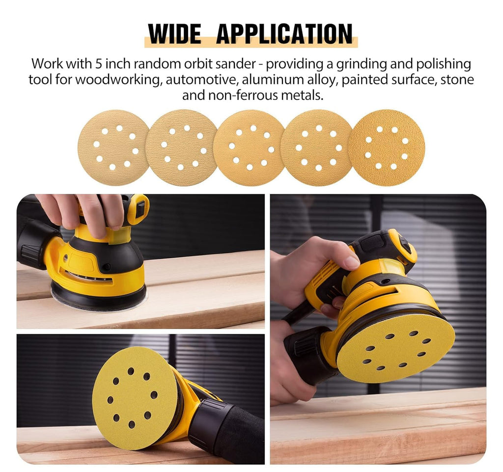 S SATC Sanding Discs 60 Grit 110Pcs Orbital Sander Discs 125mm Hook and Loop Round Orbital Sander Pads for Sanding