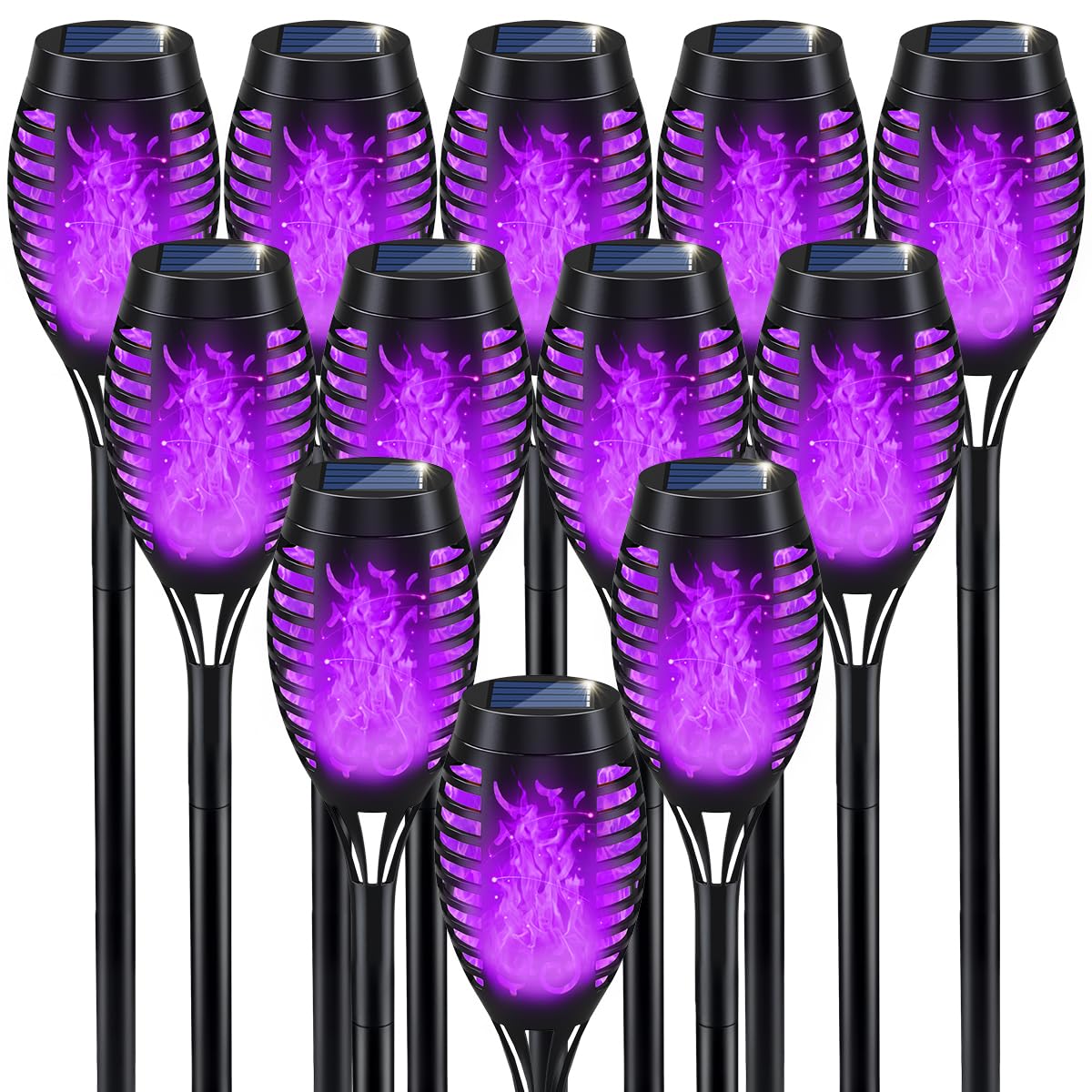 Halloween Decorations Outdoor Flickering Flame Purple Halloween Solar Light