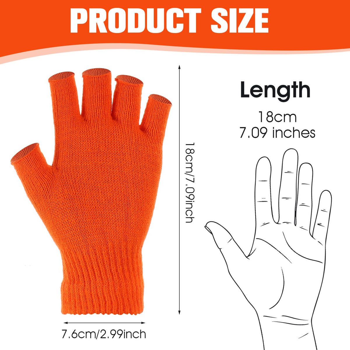 Grevosea 2 Pair Fingerless Warm Gloves - Winter Half Finger Gloves Thickened Knit Touchscreen Stretchy Mittens for Men Women