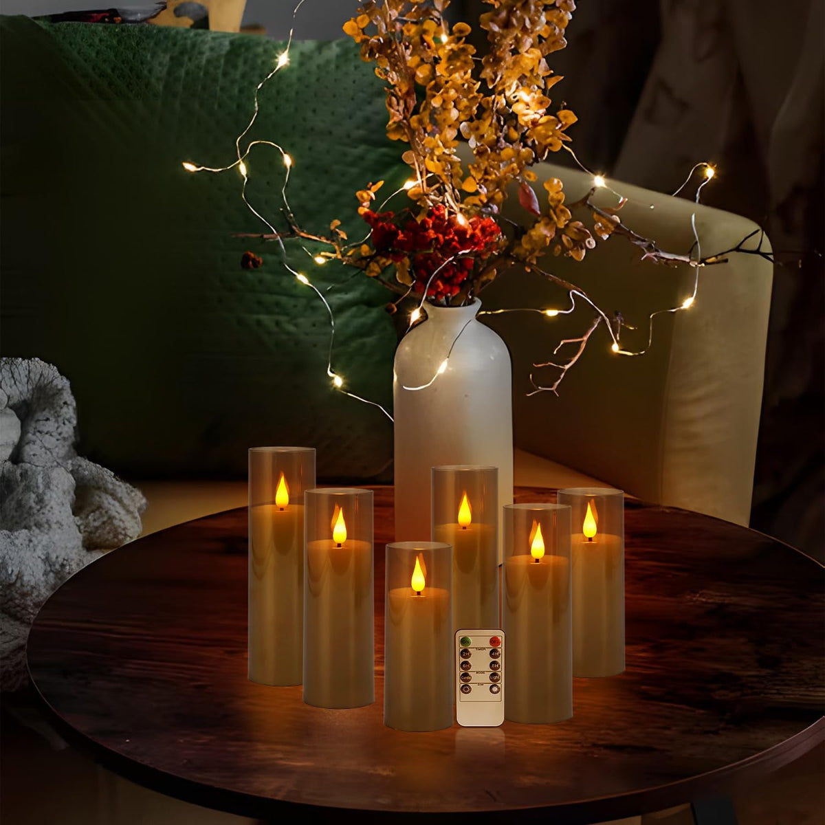 YOROXRG Solar flameless Candles Outdoor Waterproof,Dusk to Dawn Outdoor Lighting, Flickering fameless Reusable LED Light Candles for Lantern Garden Camping and Home Decor, 3D Wick (3"X6") Set of 2