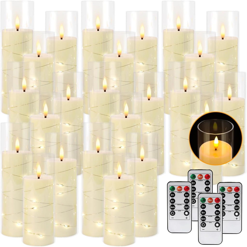 YOROXRG Solar flameless Candles Outdoor Waterproof,Dusk to Dawn Outdoor Lighting, Flickering fameless Reusable LED Light Candles for Lantern Garden Camping and Home Decor, 3D Wick (3"X6") Set of 2