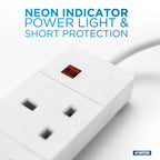 STATUS 4 Way Socket Extension Lead, 1m Cable, White (4WS1M20)