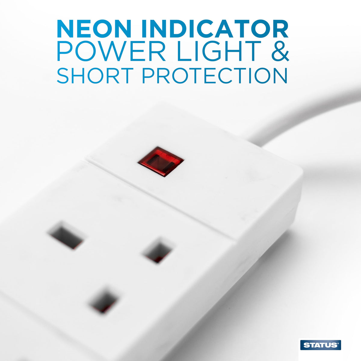 STATUS 4 Way Socket Extension Lead, 1m Cable, White (4WS1M20)