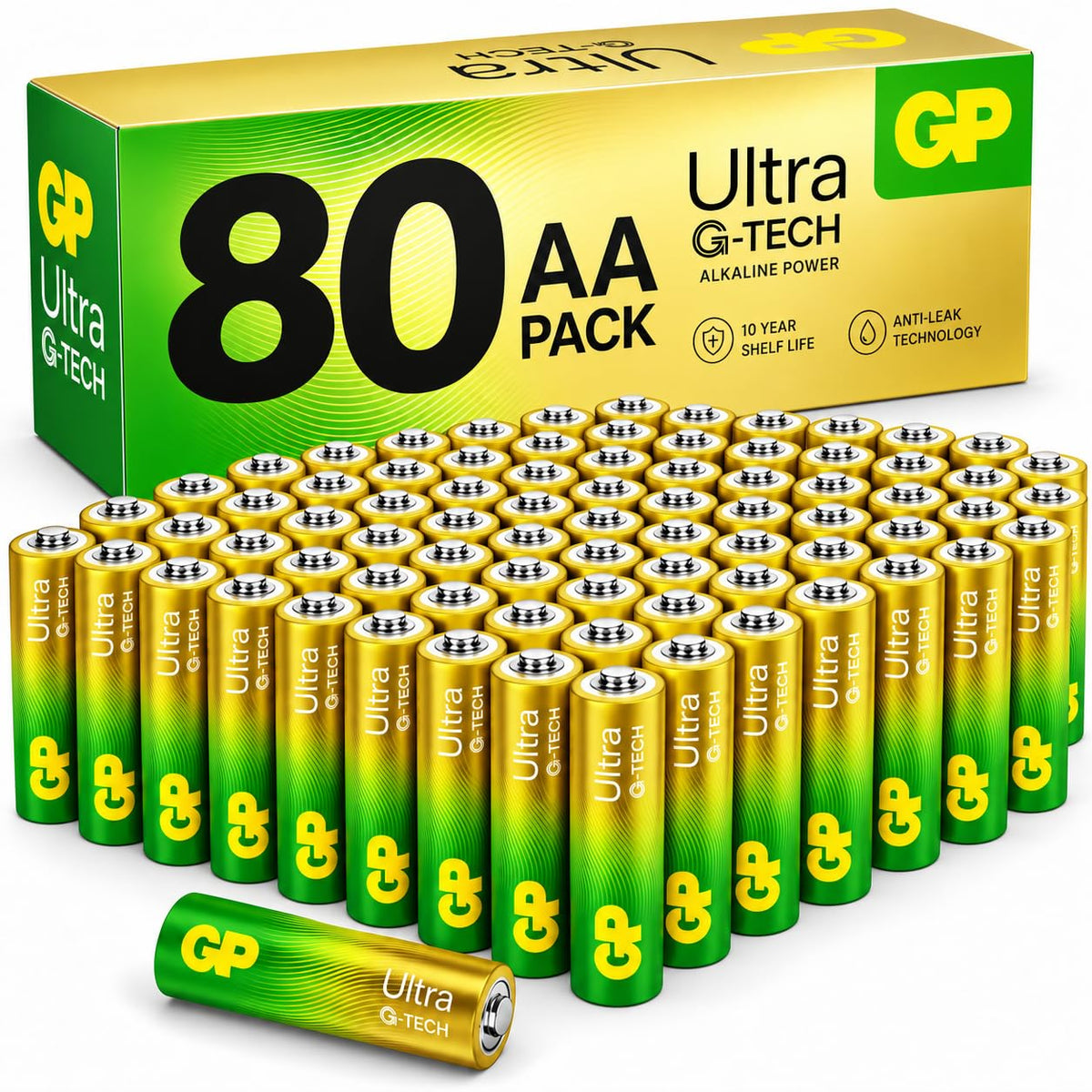 GP AA Batteries 40 Pack 1.5V Alkaline Double A 10 Yr Long Shelf Life