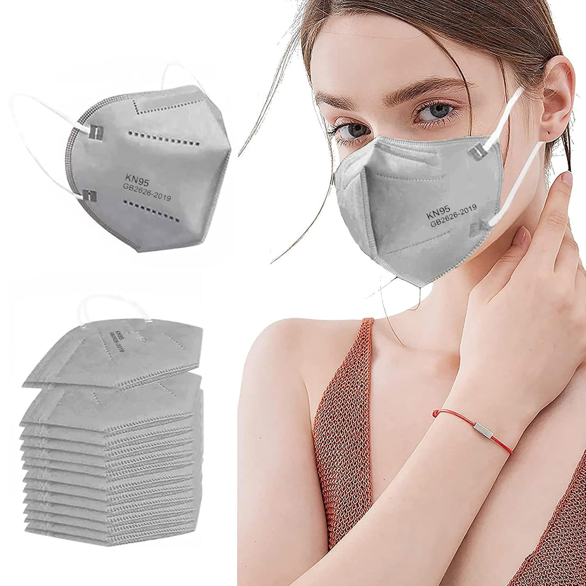LEMENT 50pcs KN95 Face Mask Black 5-Layer Filter≥95% Cup Dust Safety Masks