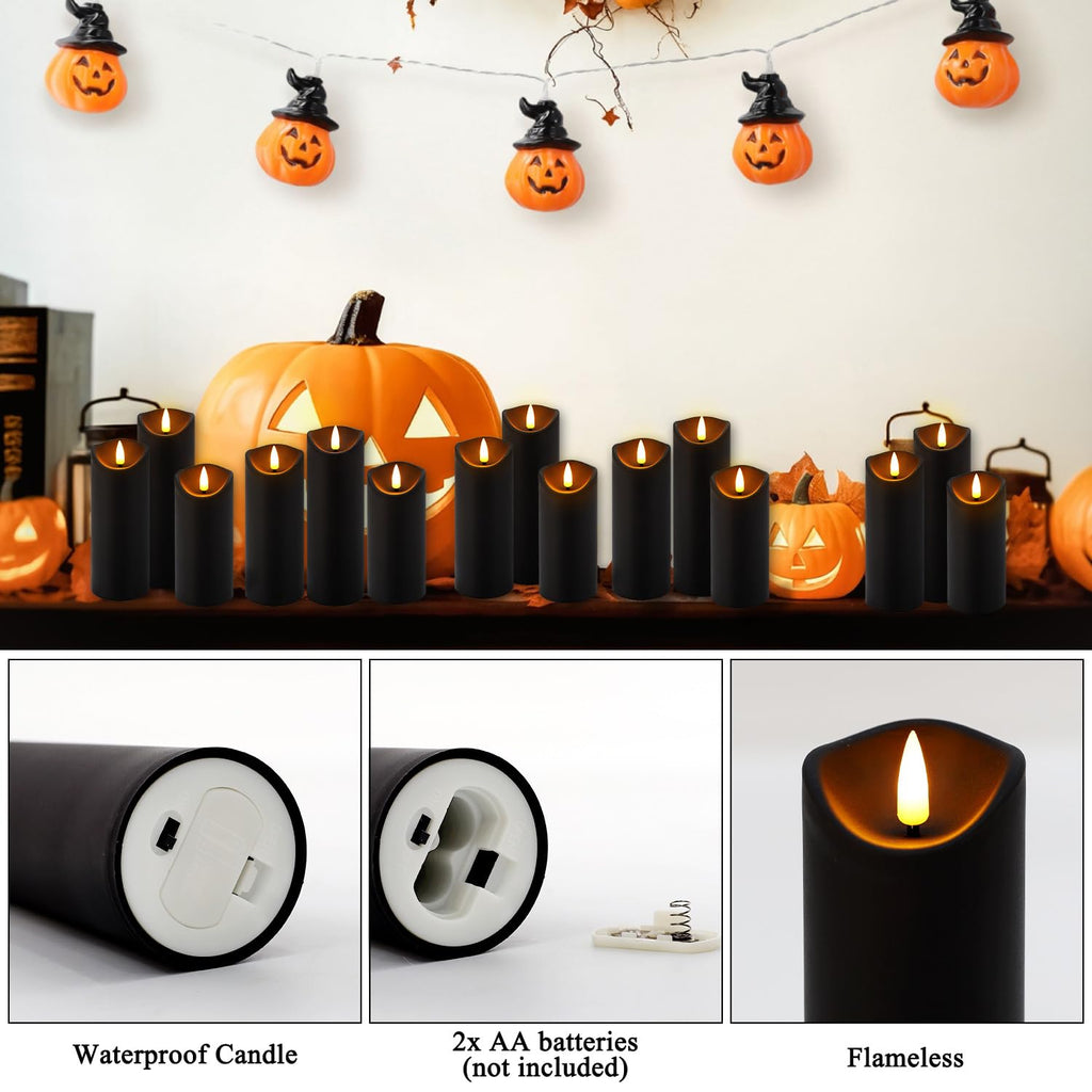 YOROXRG Solar flameless Candles Outdoor Waterproof,Dusk to Dawn Outdoor Lighting, Flickering fameless Reusable LED Light Candles for Lantern Garden Camping and Home Decor, 3D Wick (3"X6") Set of 2