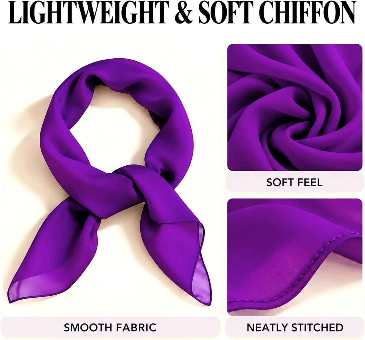 WESTEND CHOICE Square Chiffon Scarves Women's Neck Scarf 50s Retro Bandana