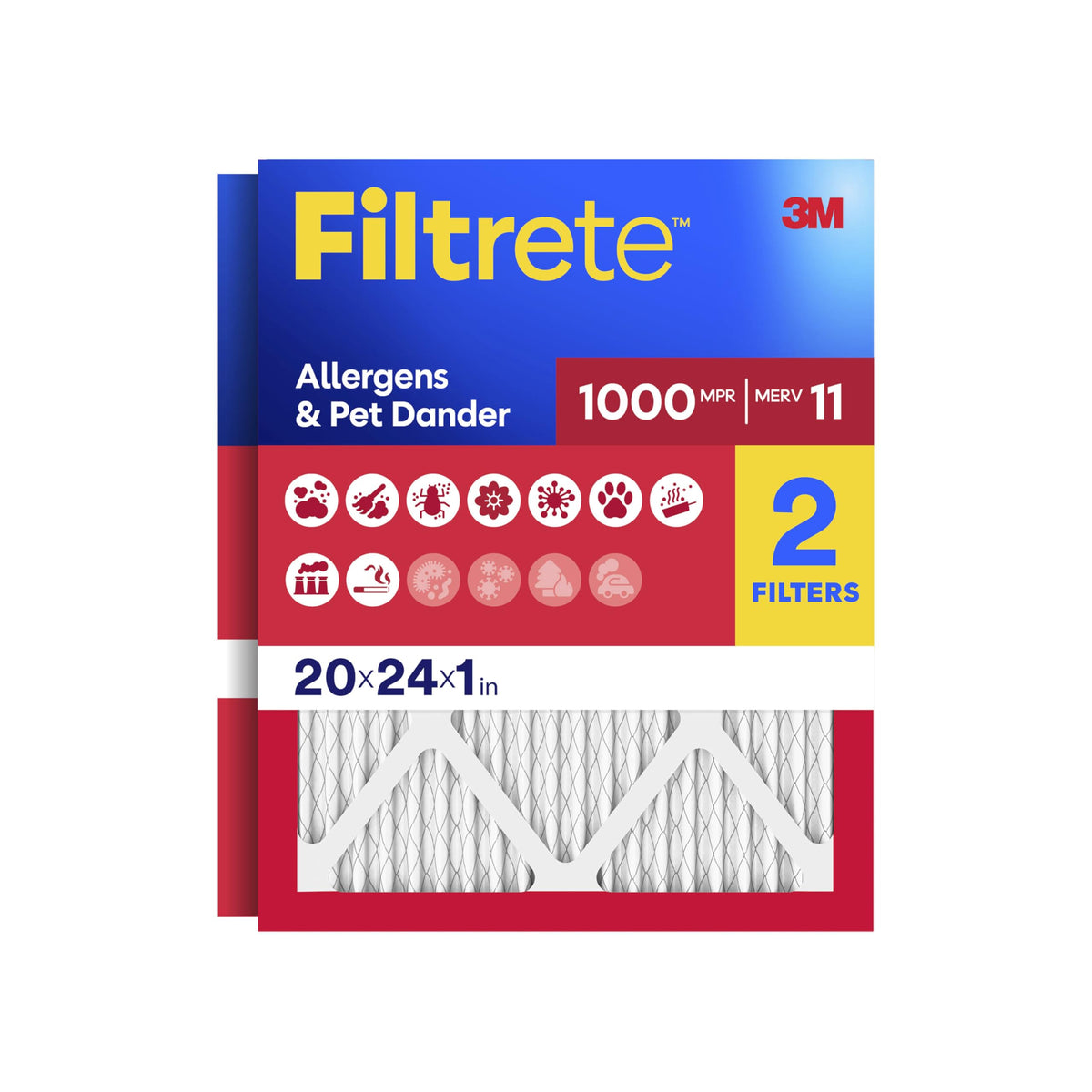 Filtrete 20x25x1 Air Filter, MERV 11, MPR 1000, 2 HVAC Filters