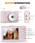 Digital Camera 4K 64MP Portable Vlogging Camera with 32GB SD Card