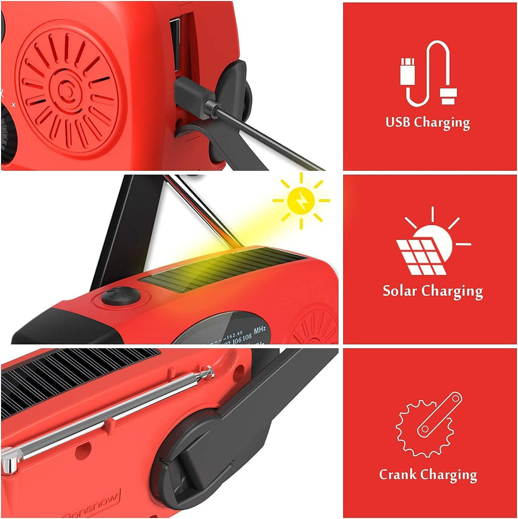2000mAh Wind Up Solar Radio, Emergency Weather Radio,FM/AM Hand Crank Radio