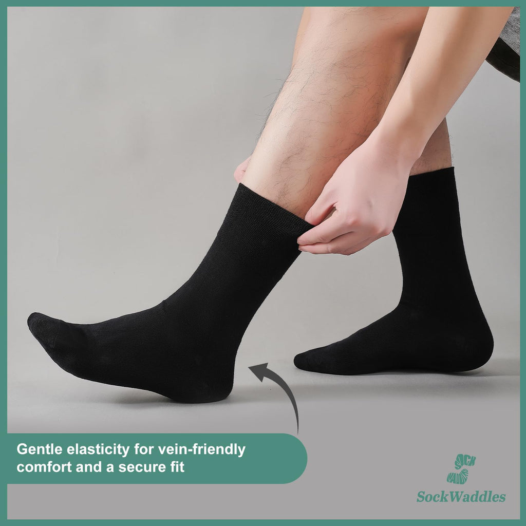 SockWaddles Diabetic Socks for Men & Women, 6 Pairs, Soft Loose Top