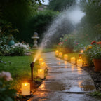 Outdoor Flameless Candles, Patented 3D Dual-LED, Set of 2 Slanted Plastic Pillars with Remote, Waterproof Non-Melting Battery Operated Decor for Bathroom Bedroom Gift, Black (D3 x H6)