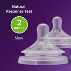 Philips Avent Natural Response Bottle Teat - 2 x Baby Bottle Flow 4 Teats for Babies Aged 3+ Months, BPA Free (Model SCY964/02)
