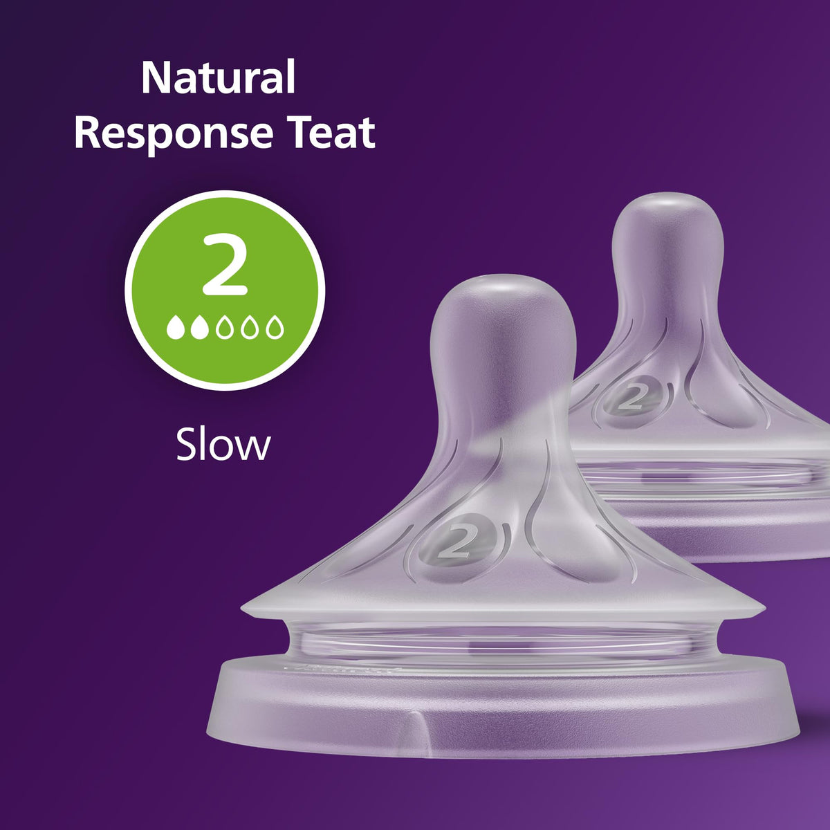Philips Avent Natural Response Bottle Teat - 2 x Baby Bottle Flow 4 Teats for Babies Aged 3+ Months, BPA Free (Model SCY964/02)