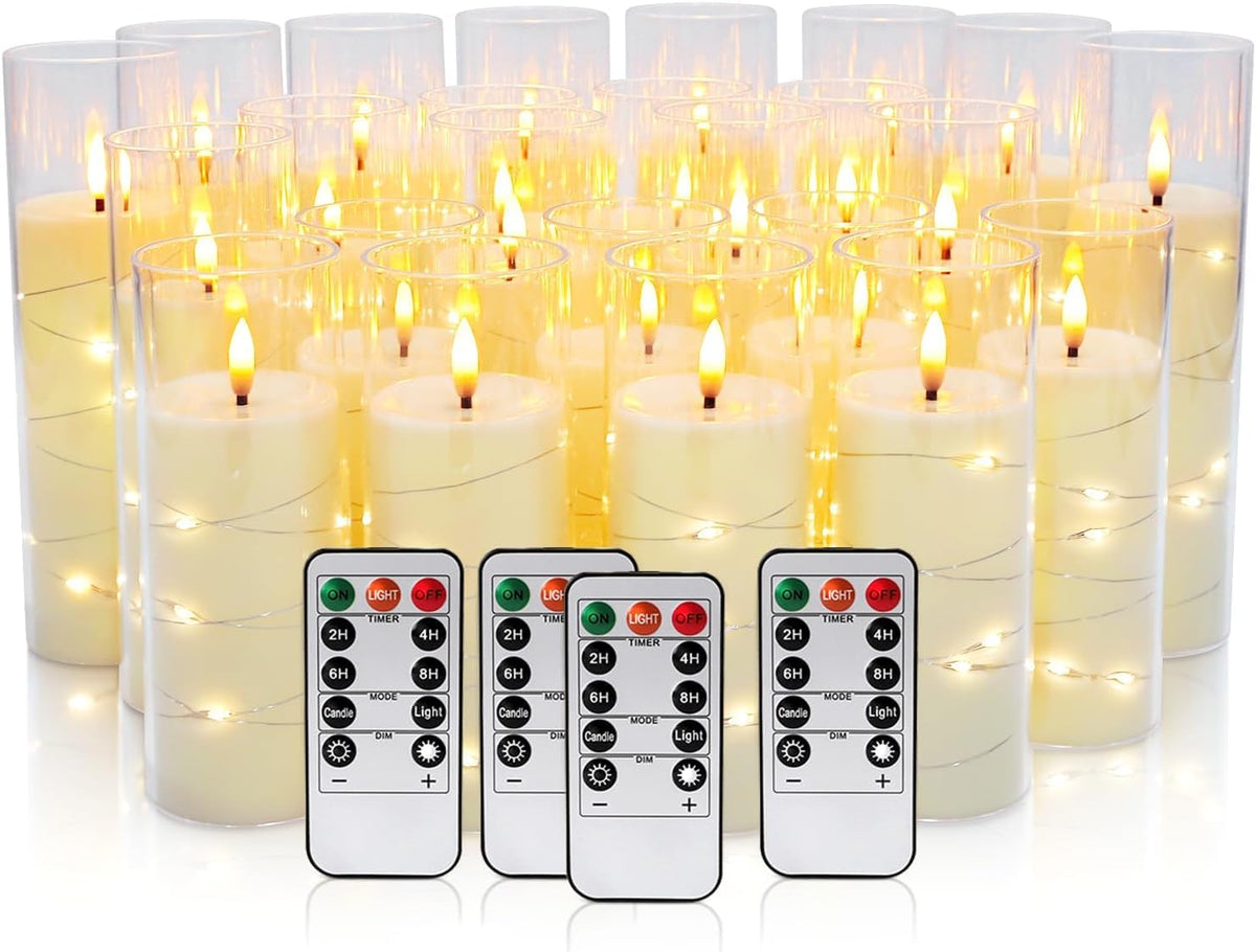 YOROXRG Solar flameless Candles Outdoor Waterproof,Dusk to Dawn Outdoor Lighting, Flickering fameless Reusable LED Light Candles for Lantern Garden Camping and Home Decor, 3D Wick (3"X6") Set of 2