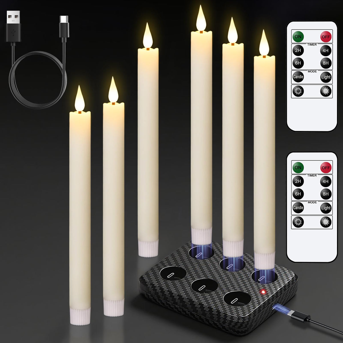 GenSwin Christmas Tree Flameless Taper Candles candlesticks Remote Timer