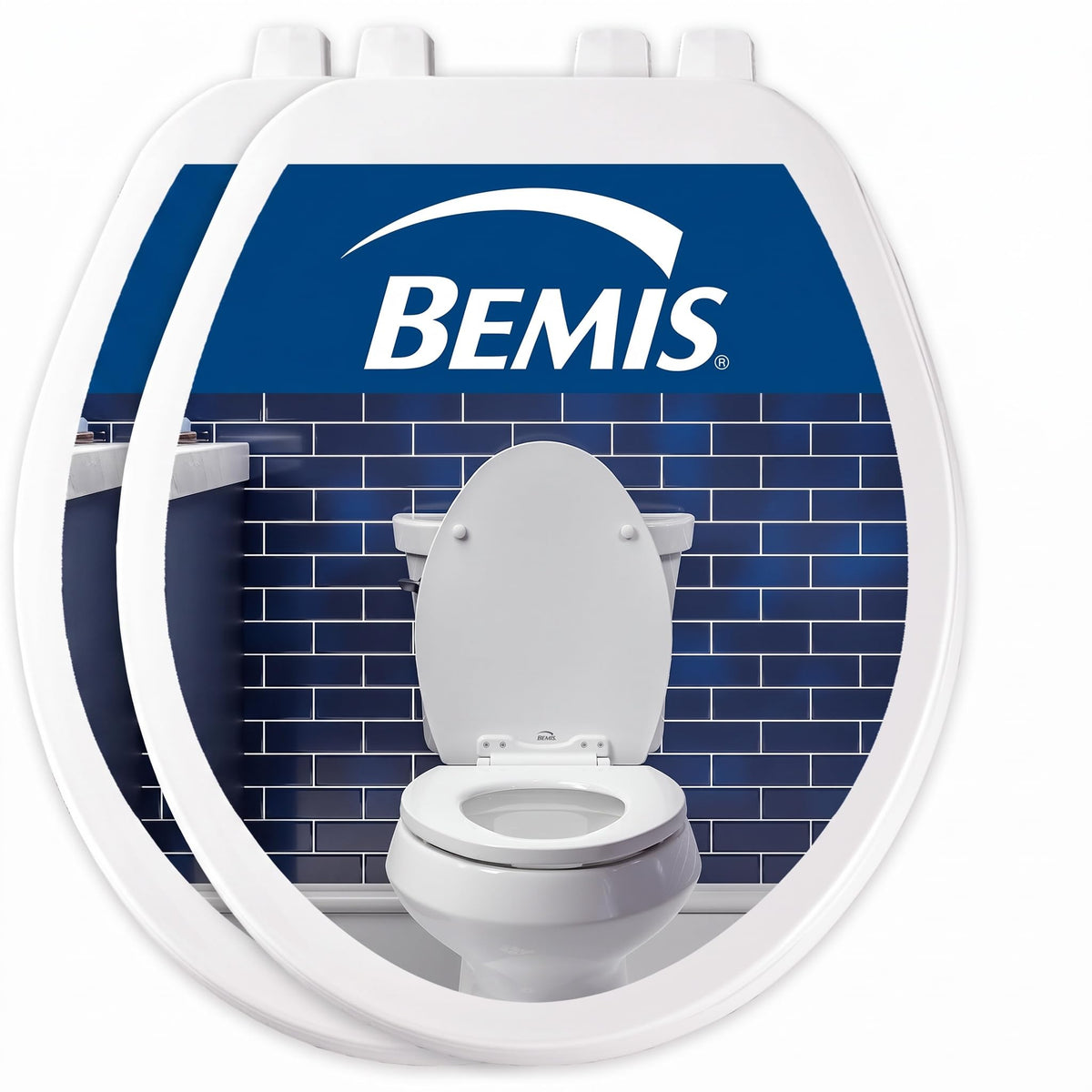 Bemis Plastic Round Toilet Seat with Cover, White, Made in USA