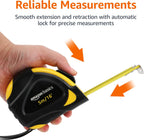 Amazon Basics Self-Locking Tape Measure with Metric Scale, MID Accuracy, 5 m (1-Pack), Black, Yellow