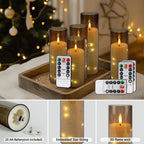 YOROXRG Solar flameless Candles Outdoor Waterproof,Dusk to Dawn Outdoor Lighting, Flickering fameless Reusable LED Light Candles for Lantern Garden Camping and Home Decor, 3D Wick (3"X6") Set of 2