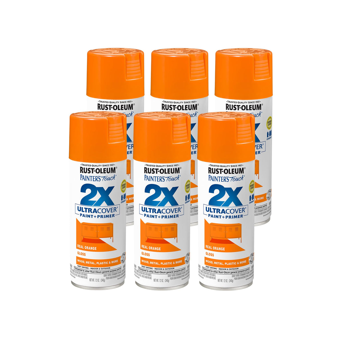 Rust-Oleum 334023-6PK Painter's Touch 2X Ultra Cover Spray Paint, 12 oz, Gloss Almond, 6 Pack