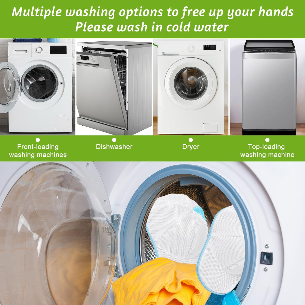 Eiito Hat Washer Cage Hats Cleaner, 4 Pcs (2 Cages + 2 Mesh Bags)