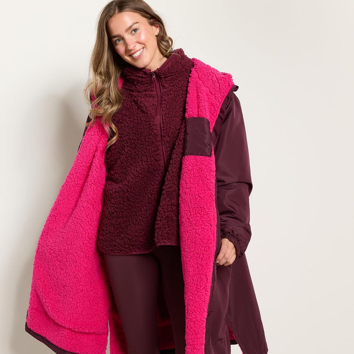 OHS Adults Drying Robe, Gifts for Women Outdoor Water-Resistant Changing Robe Womens Jacket Comfy Sherpa Privacy Robes for Women Men, Stay Dry Swimming Camping Drying Robes - S/M, L/XL