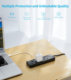 PIBEEX Extension Lead 2 Way Plug Sockets with Individual Switches Wall Mountable Power Strip 3M Extension Cable 13A Fused UK Plug 3250W