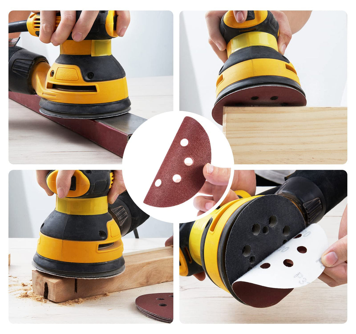 S SATC Sanding Discs 60 Grit 110Pcs Orbital Sander Discs 125mm Hook and Loop Round Orbital Sander Pads for Sanding
