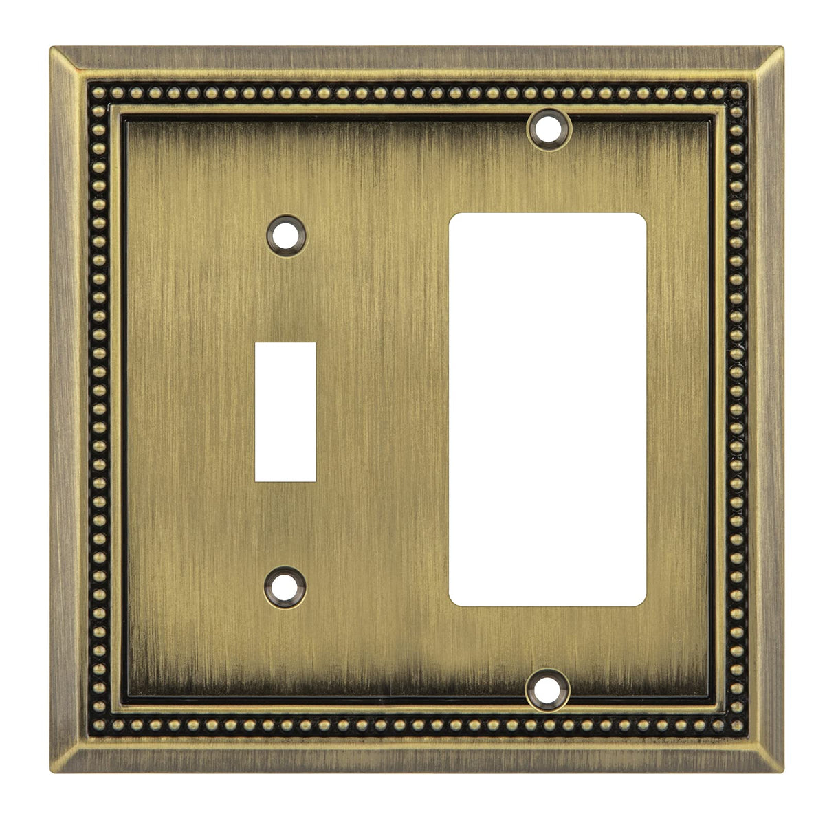 Sunken Pearls Heavy-Duty 4 Toggle Light Switch Plate, Antique Brass, 1 Pack