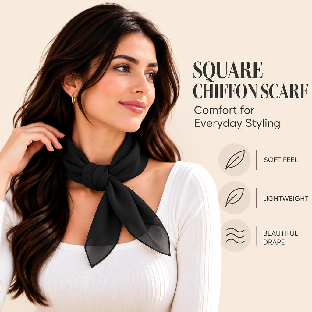 WESTEND CHOICE Square Chiffon Scarves Women's Neck Scarf 50s Retro Bandana