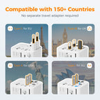 TESSAN Universal Travel Adapter Worldwide with 2 USB C and 2 USB A Ports