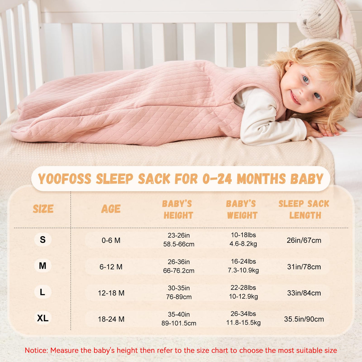 Yoofoss Baby Sleeping Bag 2.5 Tog 12-18 Months Grey