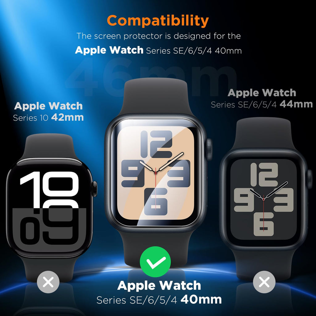 LK 6 Pack Screen Protector for Apple Watch Series 9 8 7 41mm/Series SE 6 5 4 40mm, Screen Protector Compatible for Apple Watch 40/41mm, High Definition, Bubble Free, Clear Flexible TPU Film