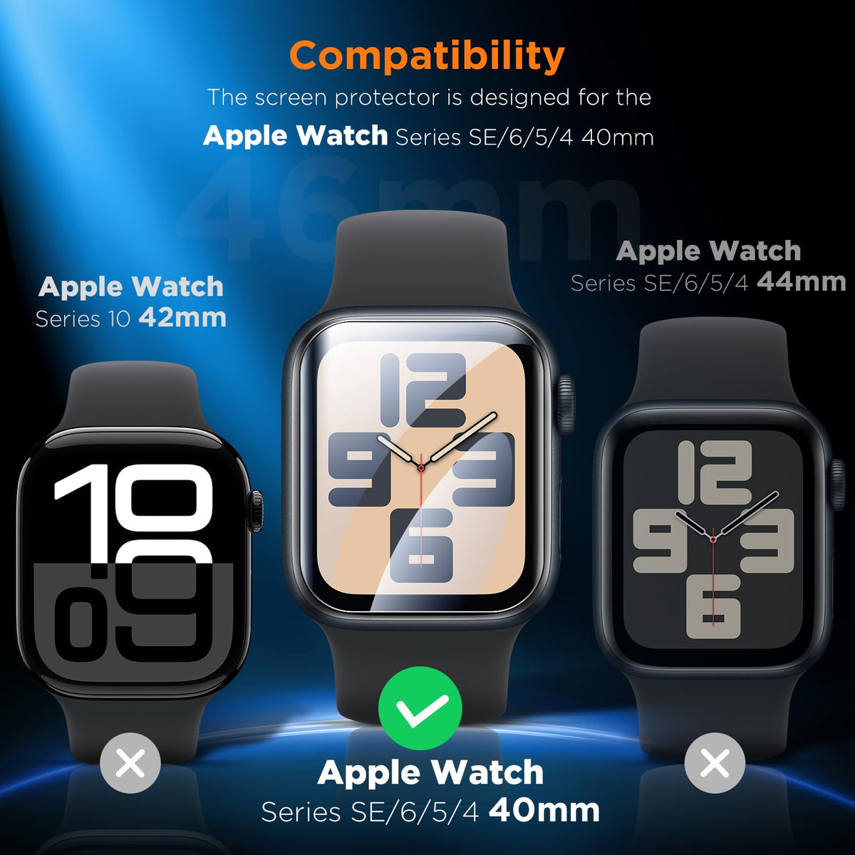 LK 6 Pack Screen Protector for Apple Watch Series 9 8 7 41mm/Series SE 6 5 4 40mm, Screen Protector Compatible for Apple Watch 40/41mm, High Definition, Bubble Free, Clear Flexible TPU Film