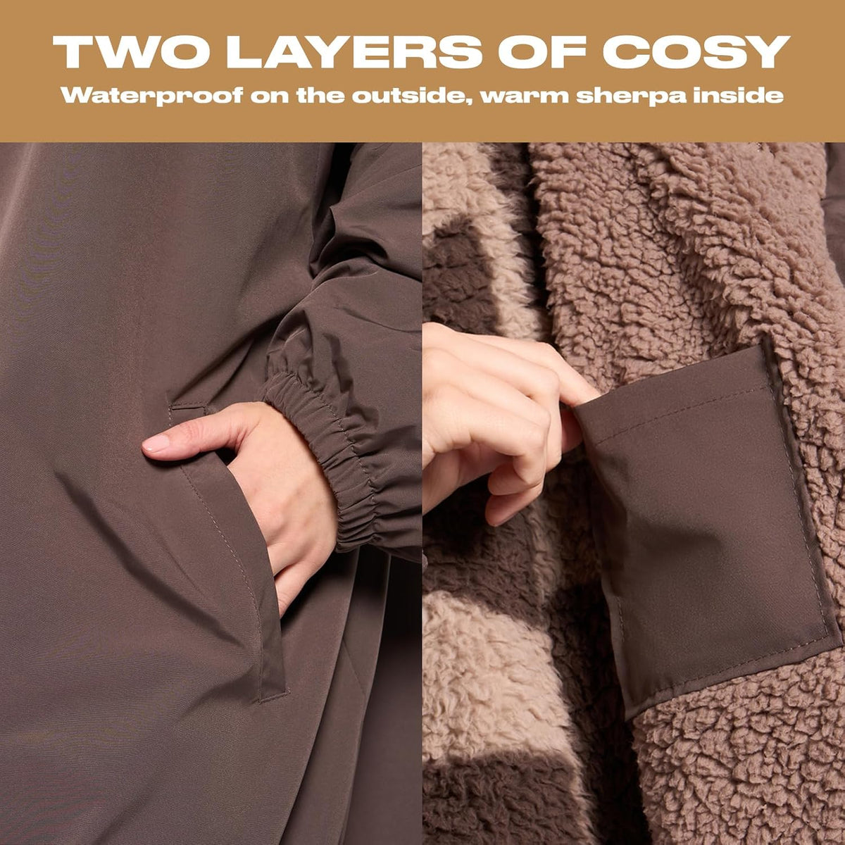 OHS Adults Drying Robe, Gifts for Women Outdoor Water-Resistant Changing Robe Womens Jacket Comfy Sherpa Privacy Robes for Women Men, Stay Dry Swimming Camping Drying Robes - S/M, L/XL
