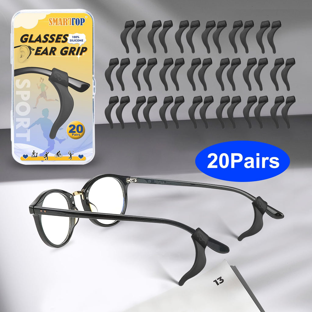 SMARTTOP Eyeglass Ear Grip-20 Pairs eye glasses ear grippers Anti-slip holders for ears,Silicone Ear Hook,glasses ear grip Retainer for Sports Glass Sunglasses Reading