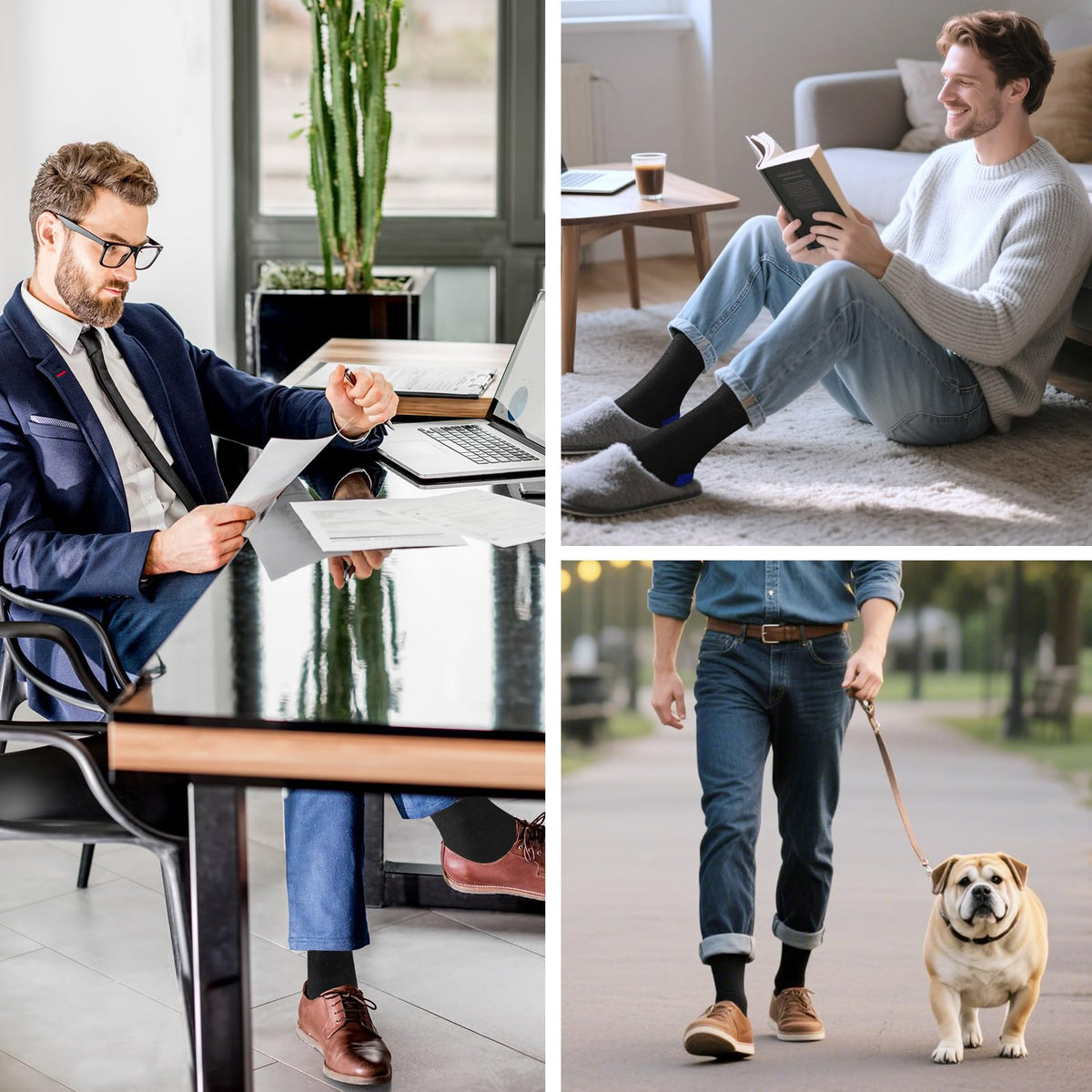 Cirorld 6/10 Pairs Mens Black Socks, Breathable Causal Cotton Socks Men