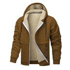 Teddy Fleece Men Hoodie Fleecing Lined Fuzzy Jacket with Pockets Full Zip Hooded Adjustable Sweatshirts Warm Parka Jackets Sherpa Ski Jackets Thermal Cardigan Jumper Coats Winter Outerwear Clothing