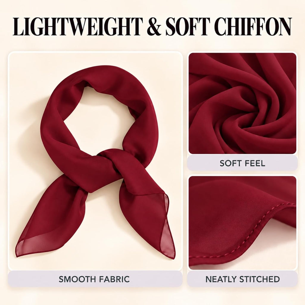 WESTEND CHOICE Square Chiffon Scarves Women's Neck Scarf 50s Retro Bandana