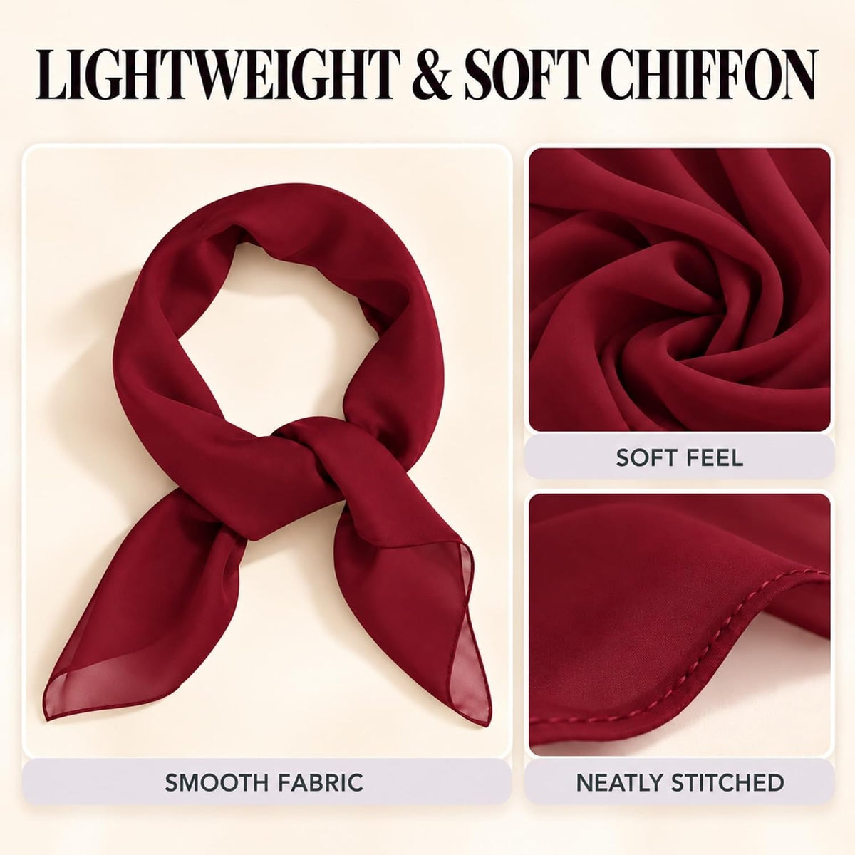 WESTEND CHOICE Square Chiffon Scarves Women's Neck Scarf 50s Retro Bandana